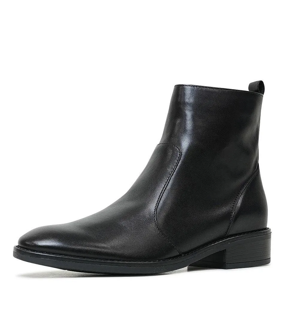 Seline Black Leather Ankle Boots