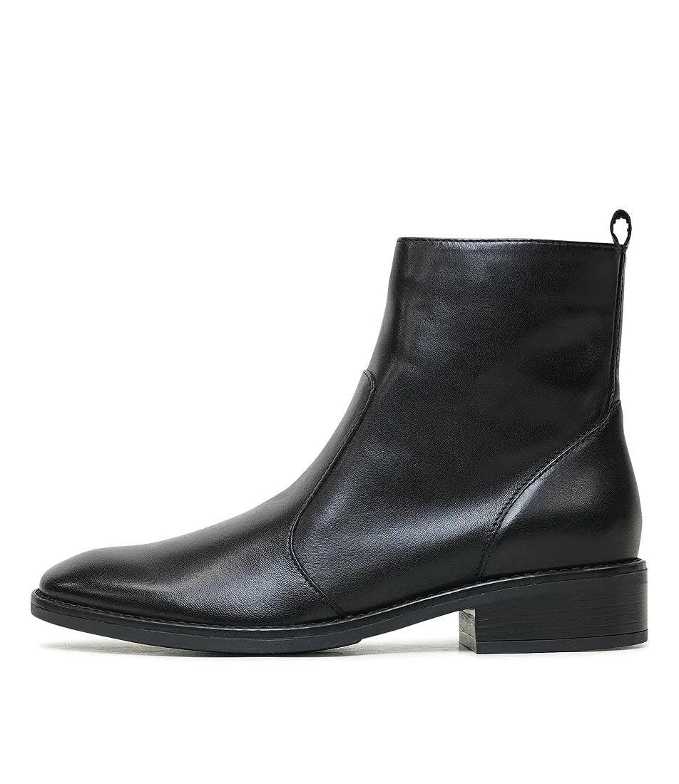 Seline Black Leather Ankle Boots