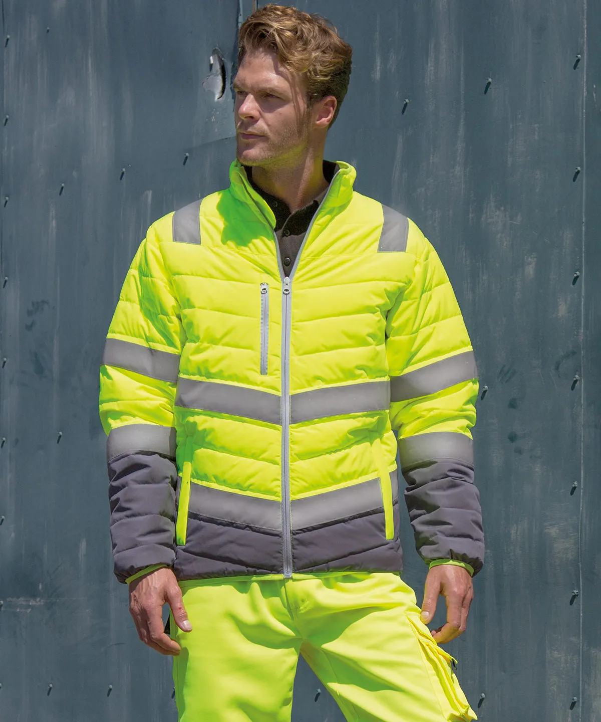 Soft padded safety jacket | Fluorescent Yellow