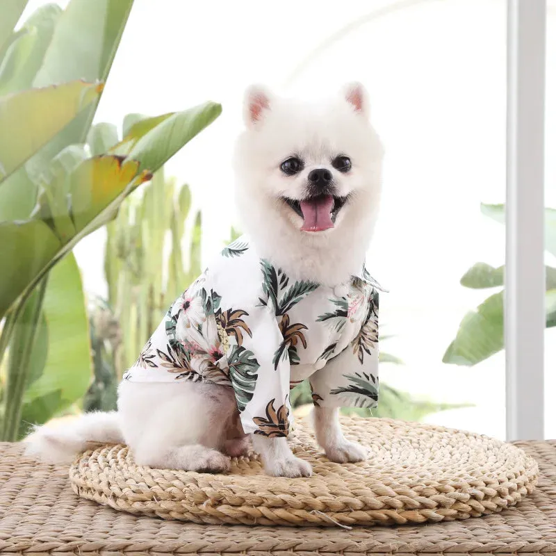 Summer Breathable Hawaiian Beach Style Pet T-Shirts for Cats and Small Dogs