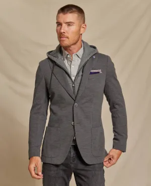 The Kane - Loro Piana Hoodie Button Out Soft Jacket - Grey Jersey