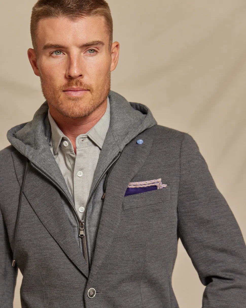 The Kane - Loro Piana Hoodie Button Out Soft Jacket - Grey Jersey