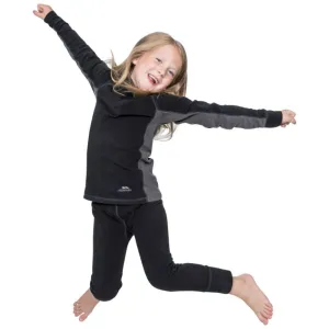 Trespass Bubbles Kids Microfleece Thermal Base Layer Set, Black