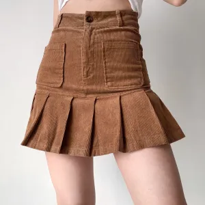 Wenkouban - Penny Corduroy Pleated Skirt