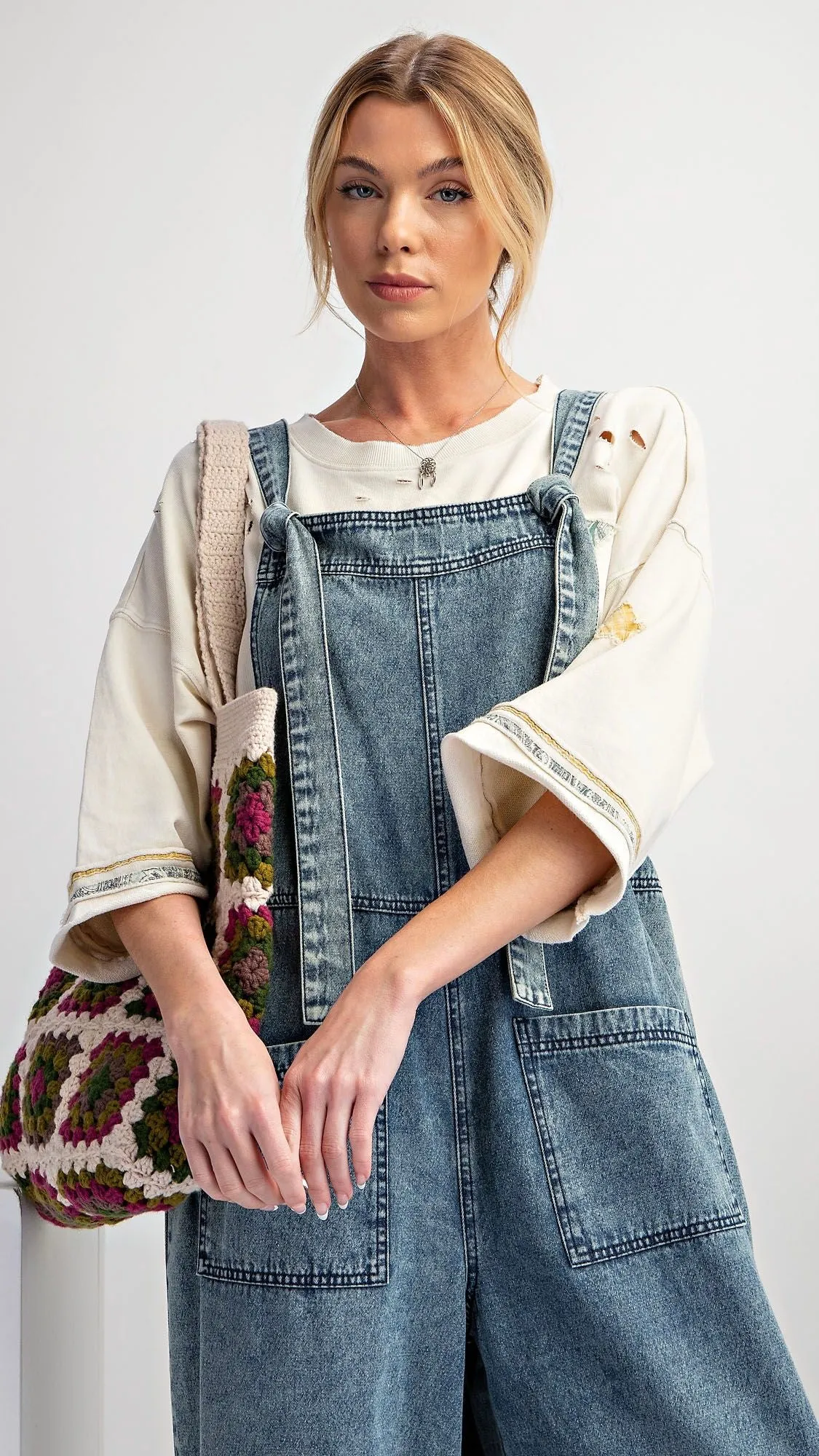 Wide Leg Mineral Patch Pocket Overalls