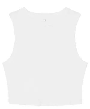 Womens micro rib muscle crop tank | Solid White Blend