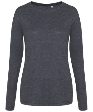 Womens triblend T long sleeve | Heather Charcoal